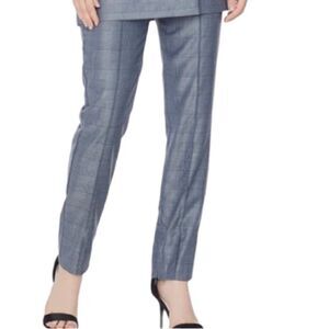 Ganni Merkel Blue Glen Plaid Slim Fit Trousers Size 4